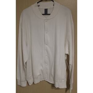 NWT Cory Vines Bomber Cardigan Sweater Super Soft Heavyweight Adult White Lg $90